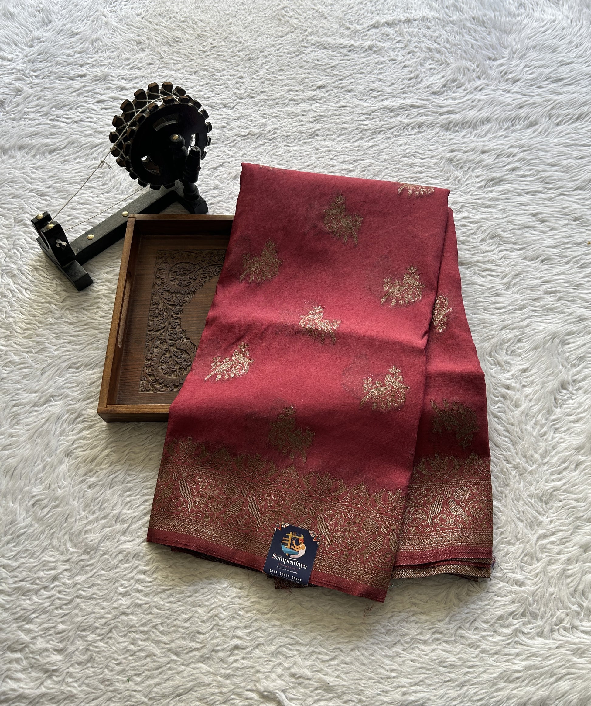 Semi Georgette Saree Dusty Pink Colored Elegantly Paired with a Zari Border. - Sampradaya Designer Studio
