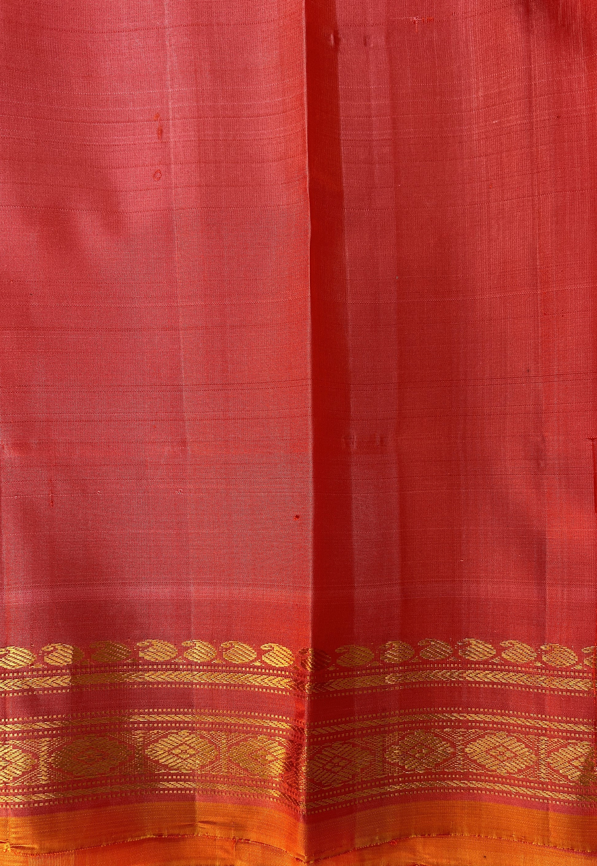 Gadwal Pattu Saree Dark Green Colored Saree Complemented With a Pattu Dark Orange Color Kanchi Border - Sampradaya Designer Studio