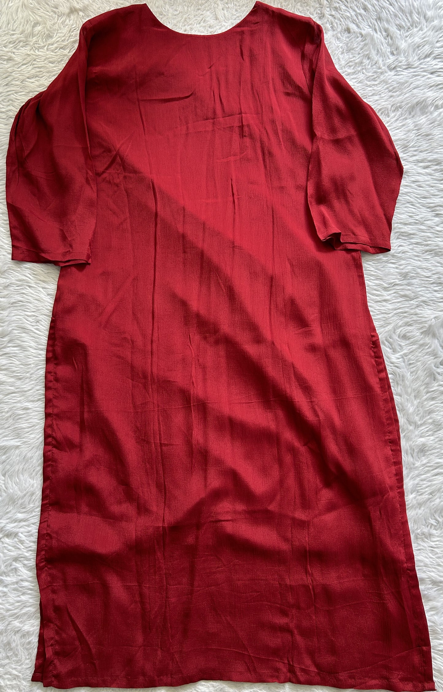 Chiffon Kurti Set Maroon Colored With a Embroidery Work . - Sampradaya Designer Studio
