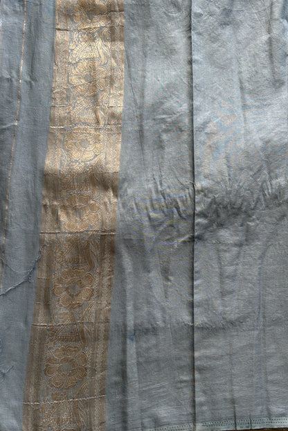 Semi Georgette Saree Light Aqua Blue Colored Elegantly Paired with a Zari Border. - Sampradaya Designer Studio