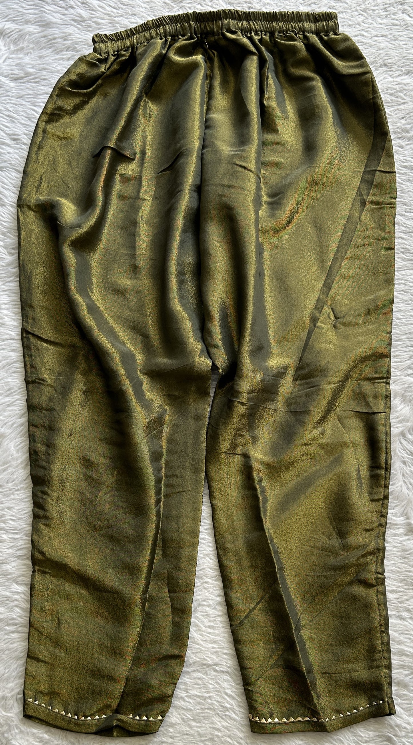 Tissue Kurti Set Olive Green Colored With a Embroidery Work . - Sampradaya Designer Studio