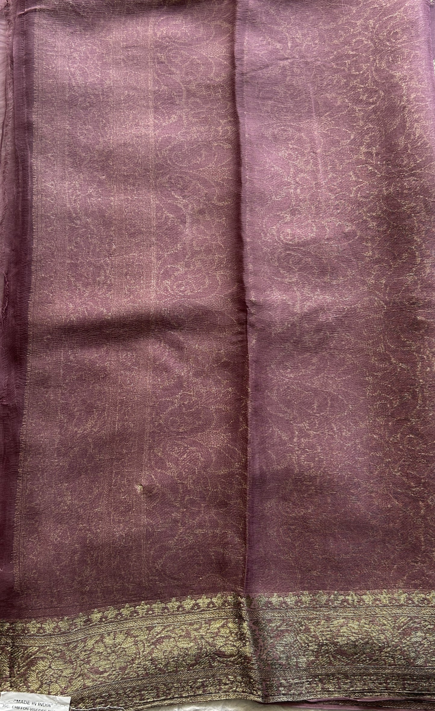 Semi Georgette Saree Raspberry Colored Elegantly Paired with a Zari Border. - Sampradaya Designer Studio