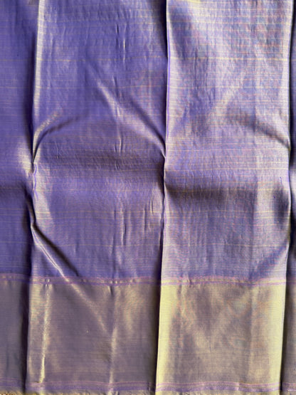 Pure Kanjivaram Silk Saree | Peacock Blue With Gold Zari Border | Handloom | Silk Mark Certified
