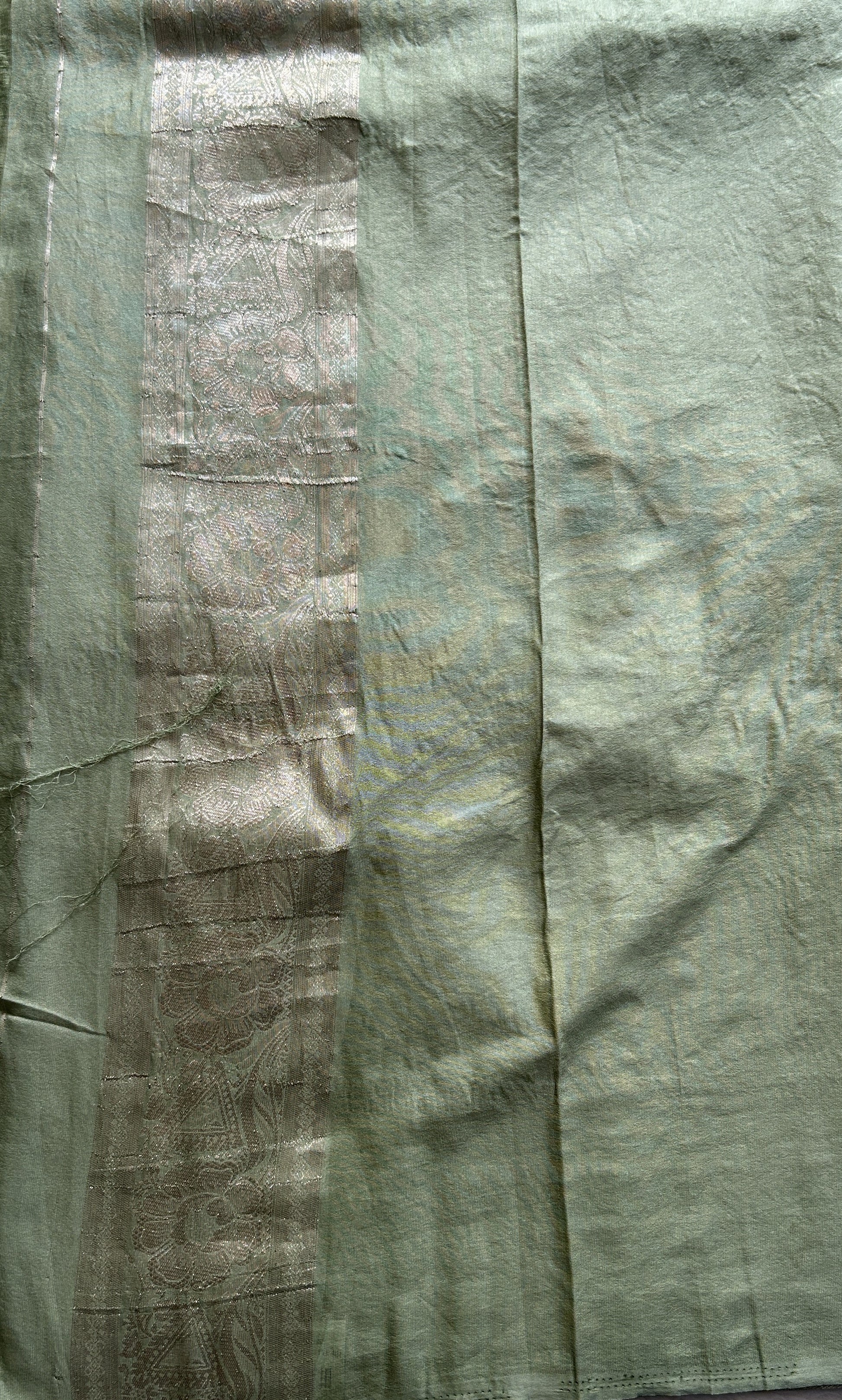 Semi Georgette Allover Saree Pista Green Colored Elegantly Paired with a Zari Border. - Sampradaya Designer Studio