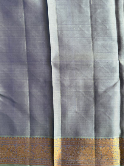 Pure Kanjivaram Silk Saree | Violet With Gold Zari Border | Handloom | Silk Mark Certified