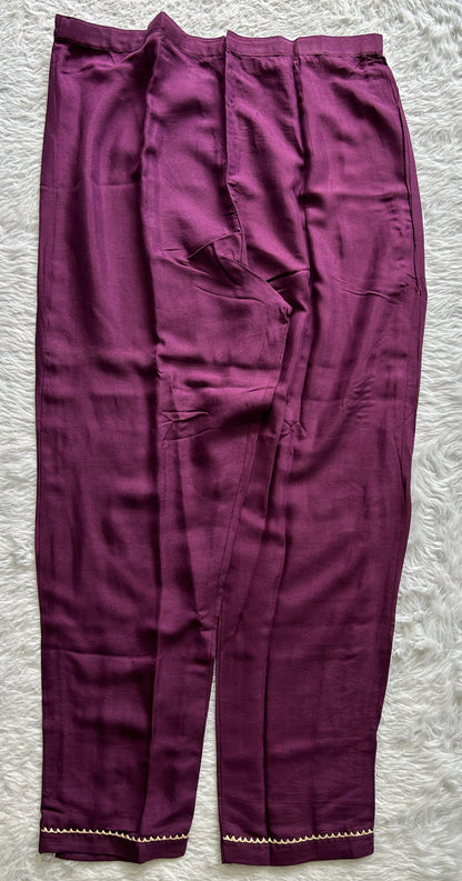 Muslin Purple Colored Embroidery Work Kurti Set. - Sampradaya Designer Studio