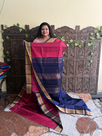 Pure Kanjivaram Silk Saree | Pink With Gold Zari Border | Handloom | Silk Mark Certified