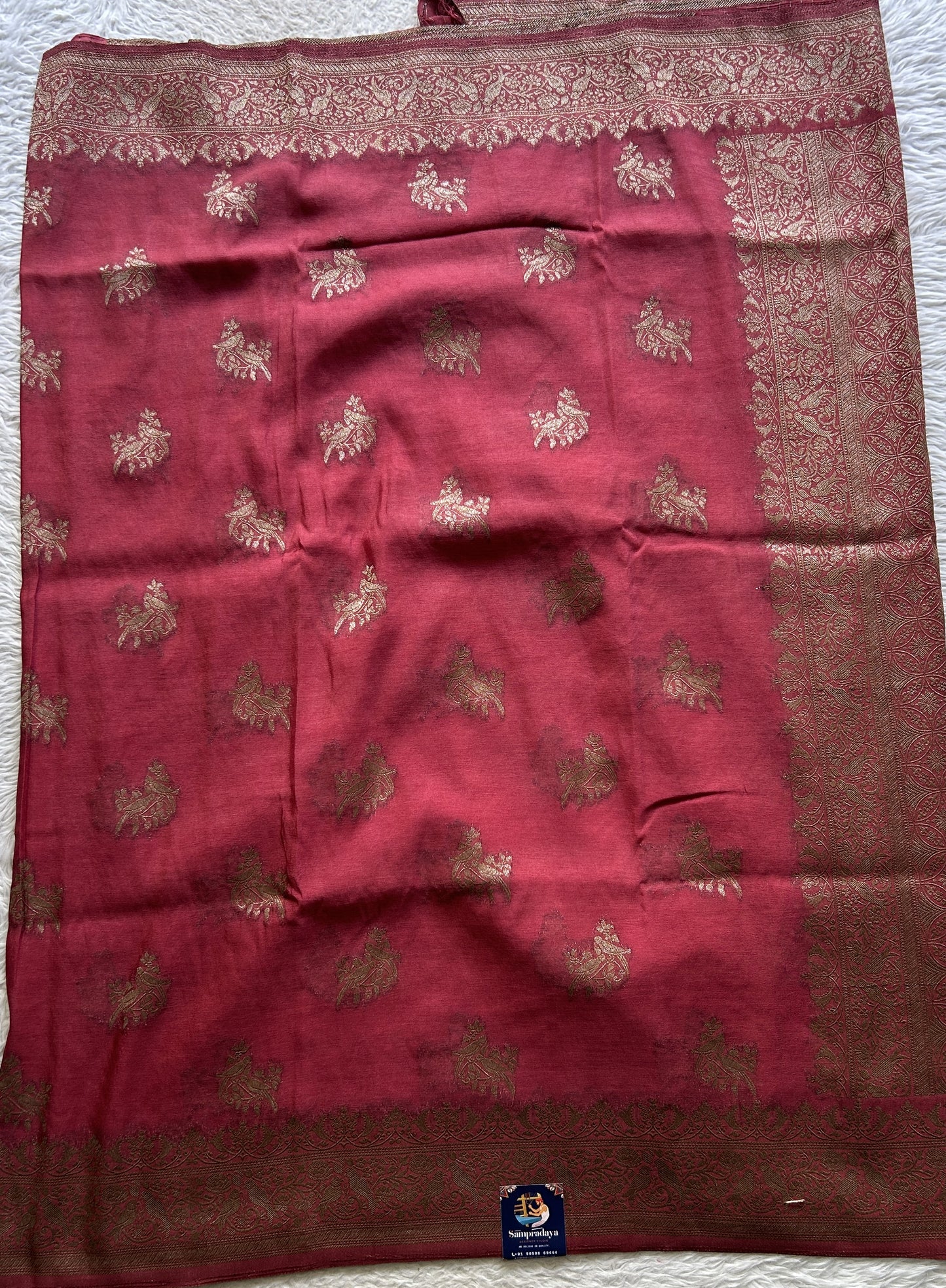 Semi Georgette Saree Dusty Pink Colored Elegantly Paired with a Zari Border. - Sampradaya Designer Studio