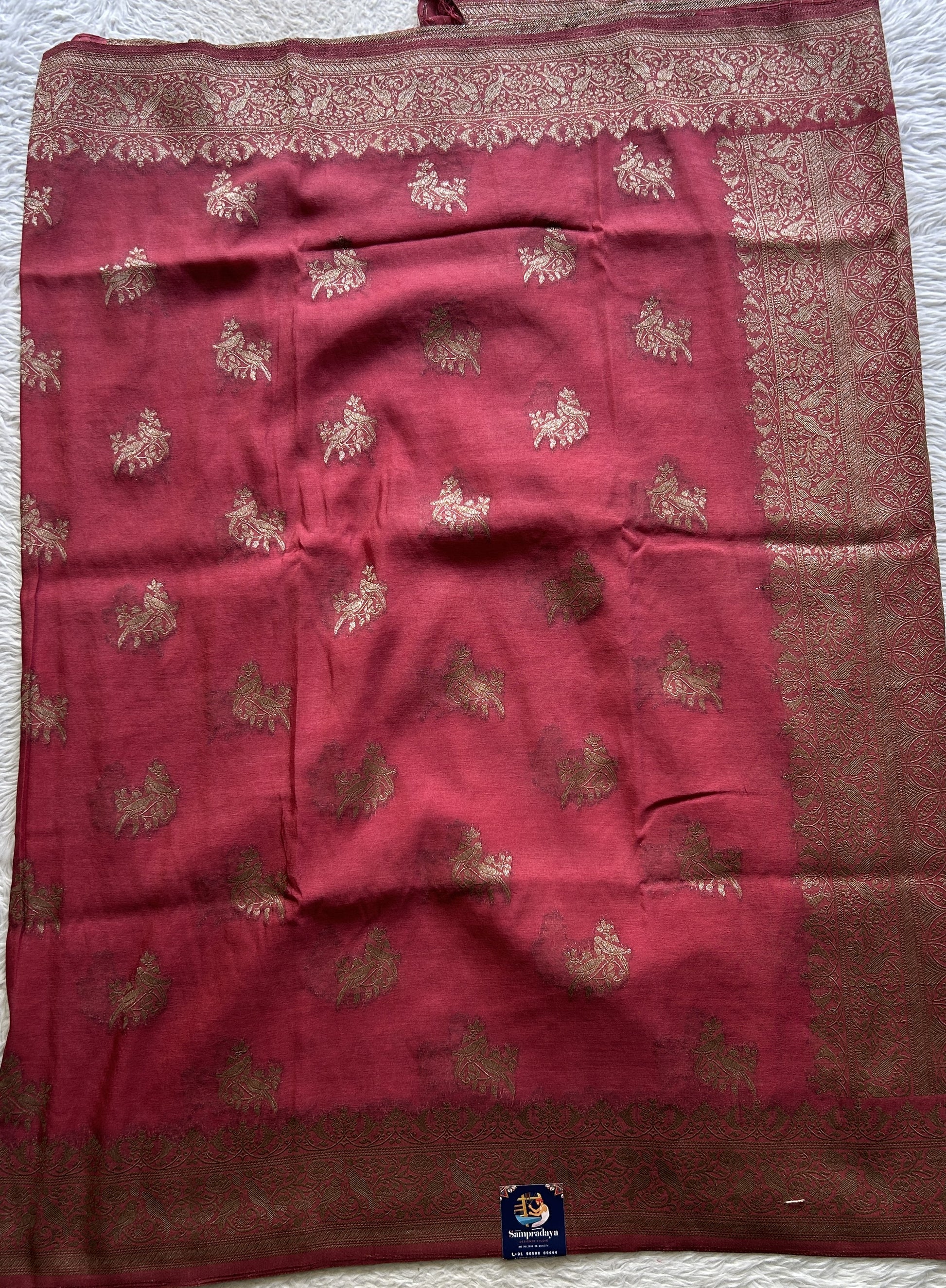 Semi Georgette Saree Dusty Pink Colored Elegantly Paired with a Zari Border. - Sampradaya Designer Studio