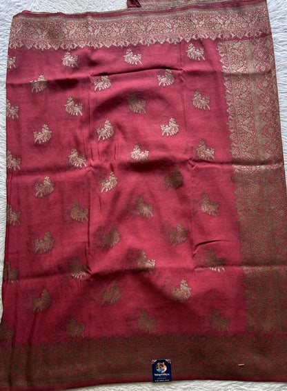 Semi Georgette Saree Dusty Pink Colored Elegantly Paired with a Zari Border. - Sampradaya Designer Studio