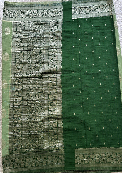 Semi Georgette Saree Pastel Green Colored Complemented with a Zari Border. - Sampradaya Designer Studio