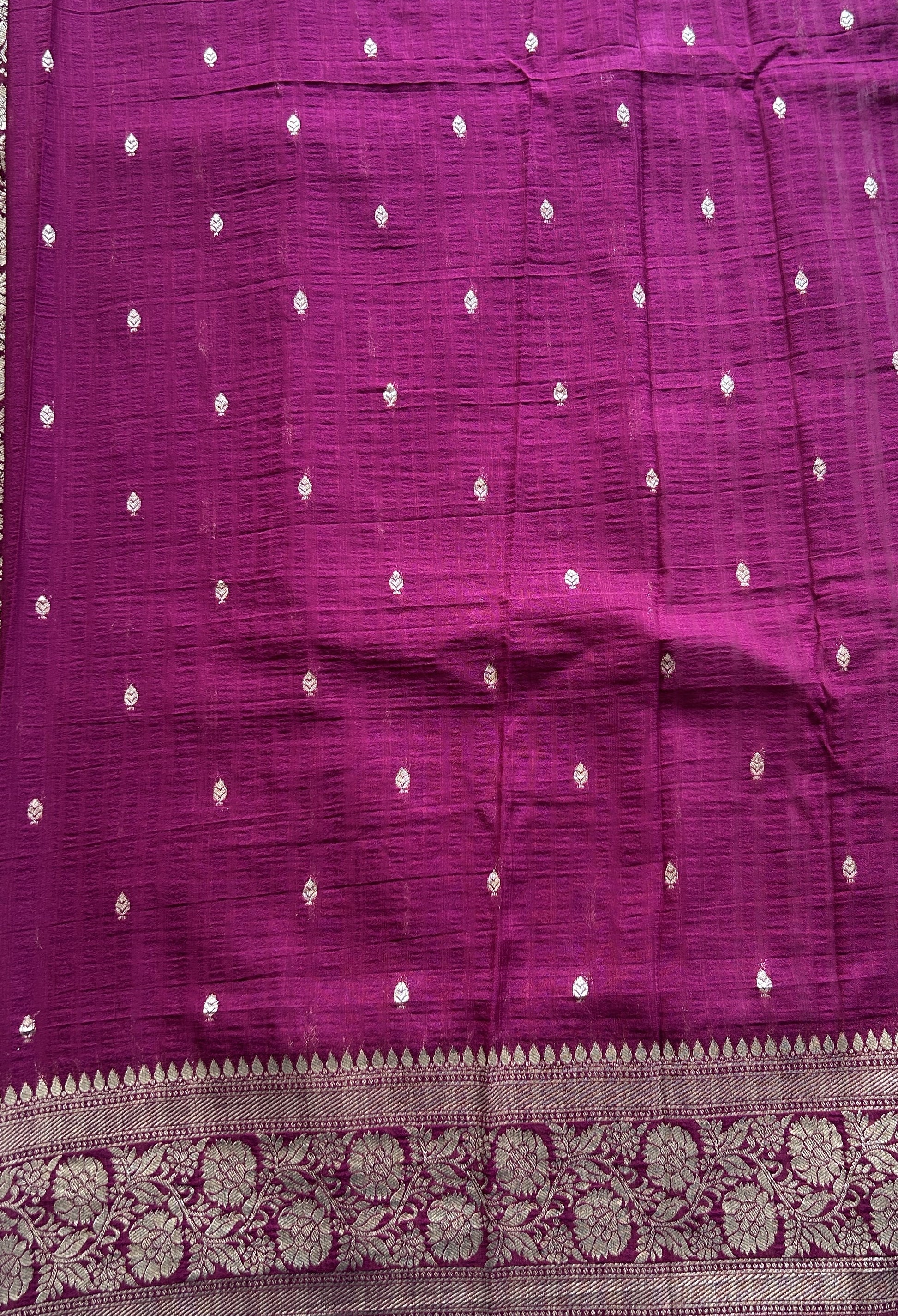 Semi Georgette Saree Lavender Colored Complemented with a Purple Zari Border. - Sampradaya Designer Studio