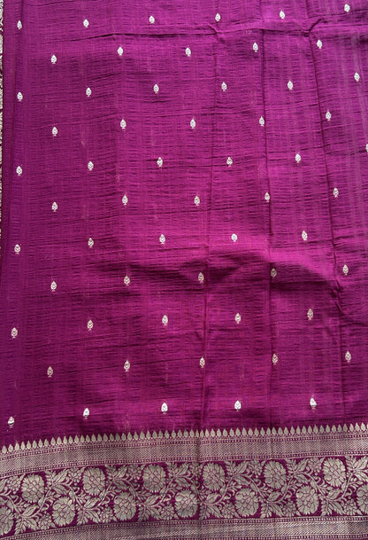 Semi Georgette Saree Lavender Colored Complemented with a Purple Zari Border. - Sampradaya Designer Studio