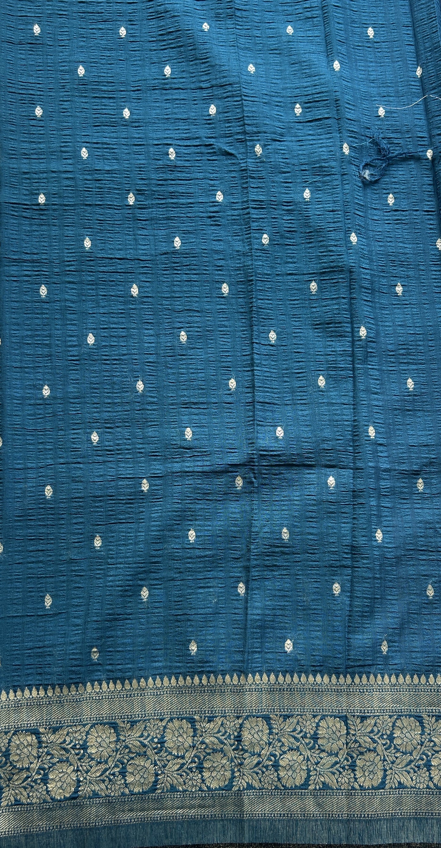Semi Georgette Saree Lavender Colored Complemented with a Peacock Blue Zari Border. - Sampradaya Designer Studio