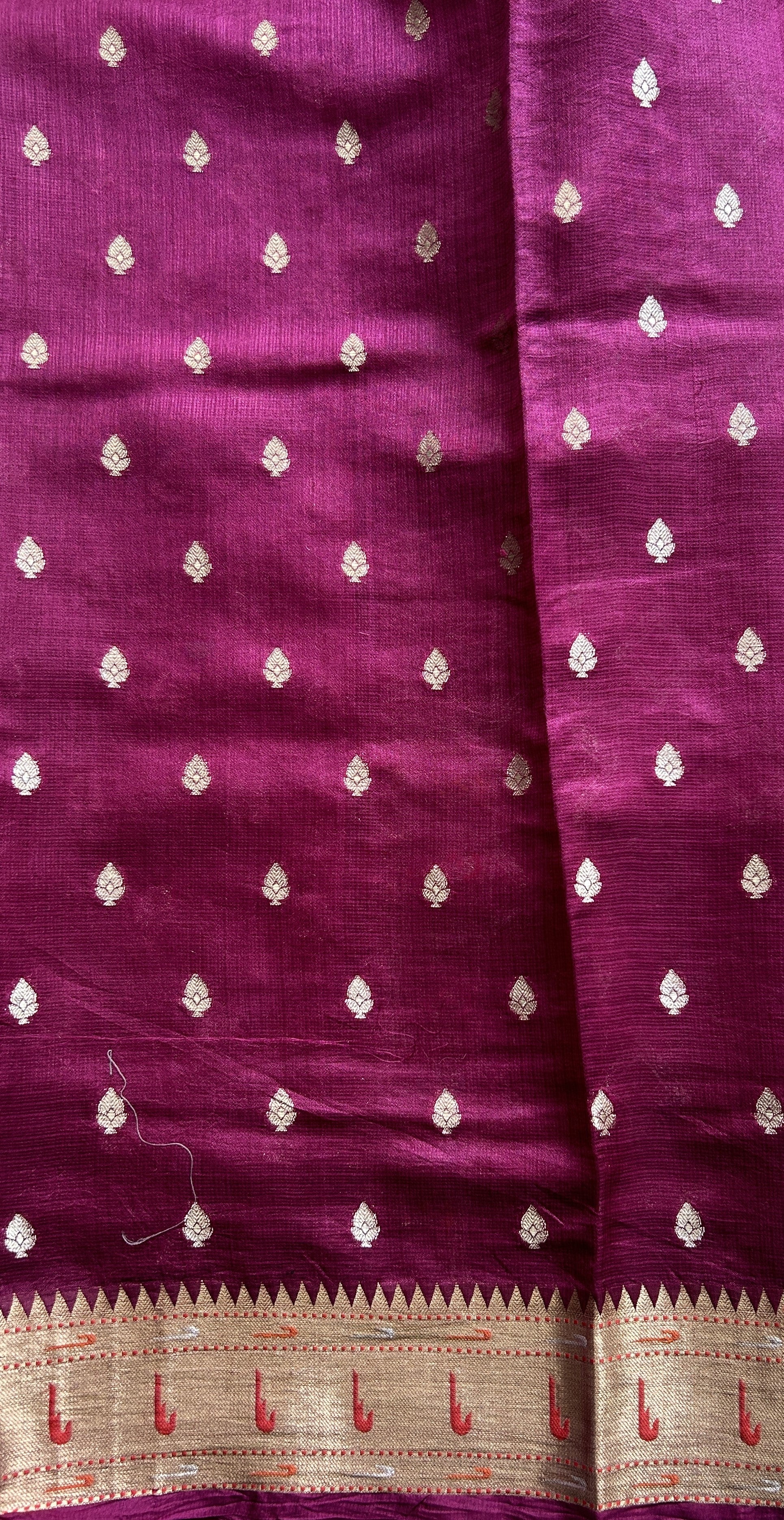 Silk kota Saree Purple color complemented with a Zari Border. - Sampradaya Designer Studio