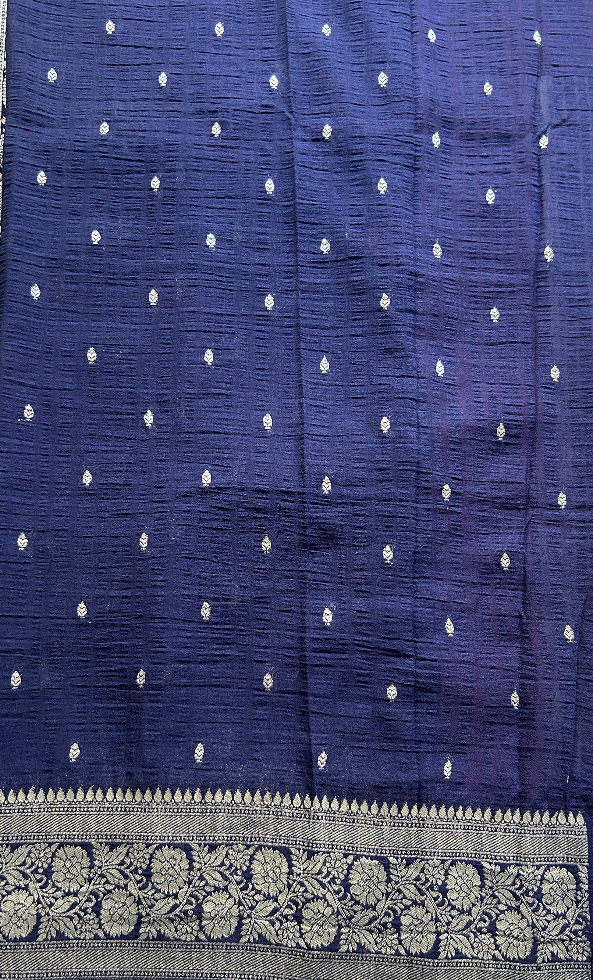 Semi Georgette Saree Punch Colored Complemented with a Zari Border. - Sampradaya Designer Studio