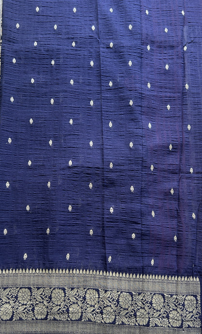 Semi Georgette Saree Punch Colored Complemented with a Zari Border. - Sampradaya Designer Studio