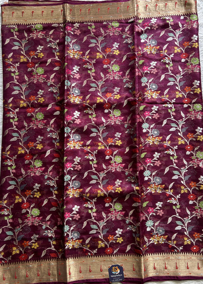 Silk kota Saree Purple color complemented with a Zari Border. - Sampradaya Designer Studio