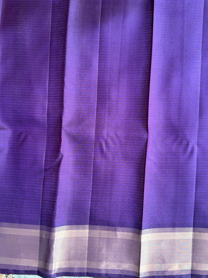 Pure Kanjivaram Silk Saree | Lavender  With Gold Zari Border | Handloom | Silk Mark Certified