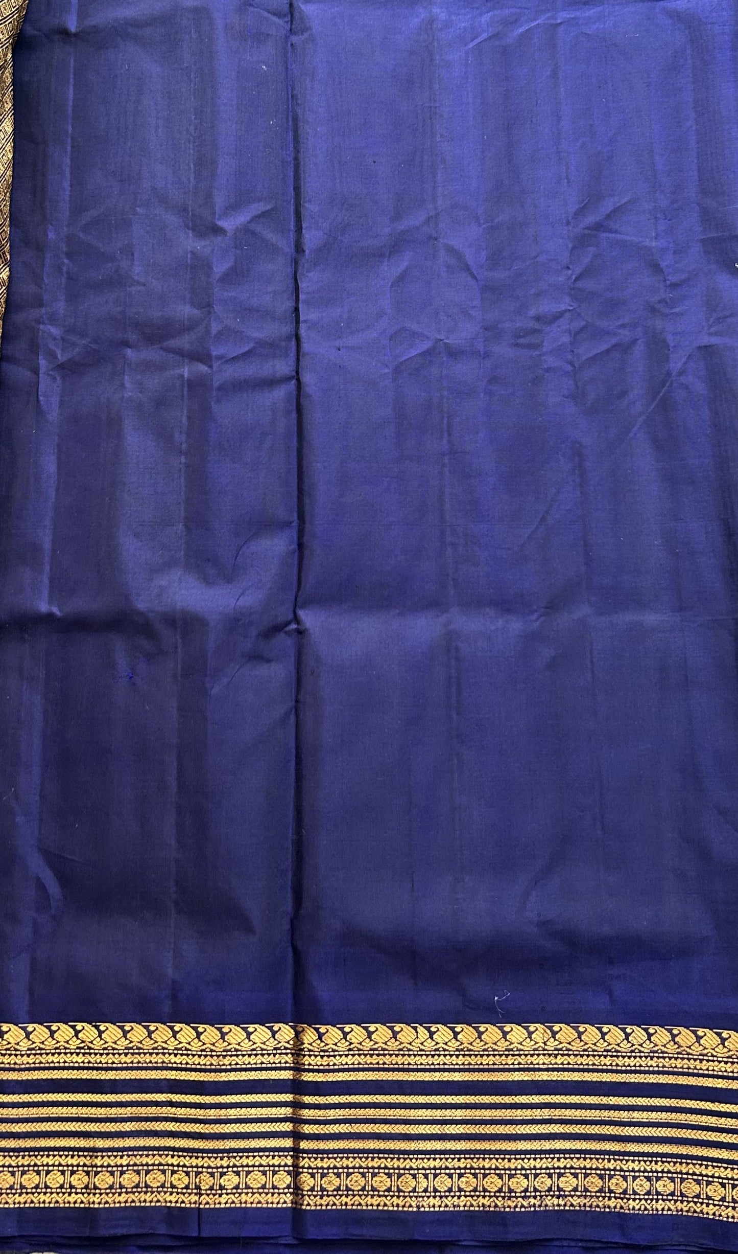 Gadwal Sico Saree Steel Gray colored complemented with a Gold Zari Border - Sampradaya Designer Studio