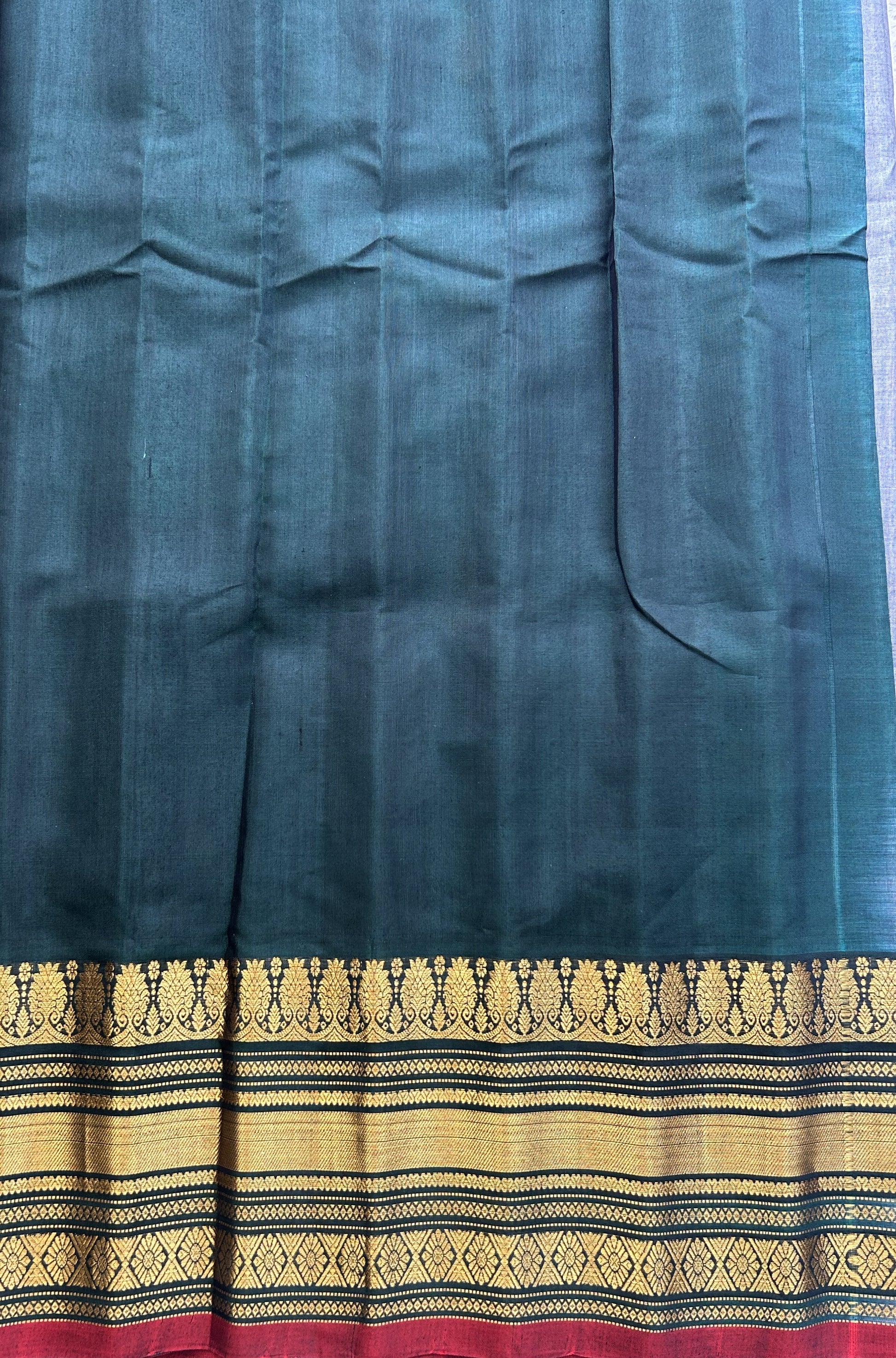 Gadwal Sico Saree Gray colored complemented with a Gold Zari Border - Sampradaya Designer Studio