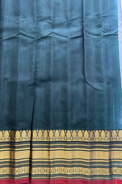 Gadwal Sico Saree Gray colored complemented with a Gold Zari Border - Sampradaya Designer Studio