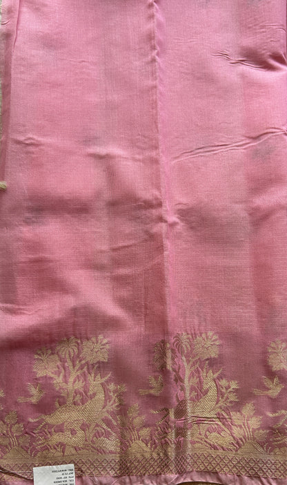 Silk kota Saree Pink colored Elegantly Paired with a Zari Border. - Sampradaya Designer Studio