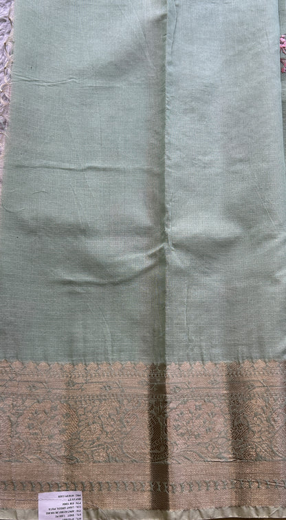 Silk kota Saree Light Pista Green colored Elegantly Paired with a Zari Border. - Sampradaya Designer Studio
