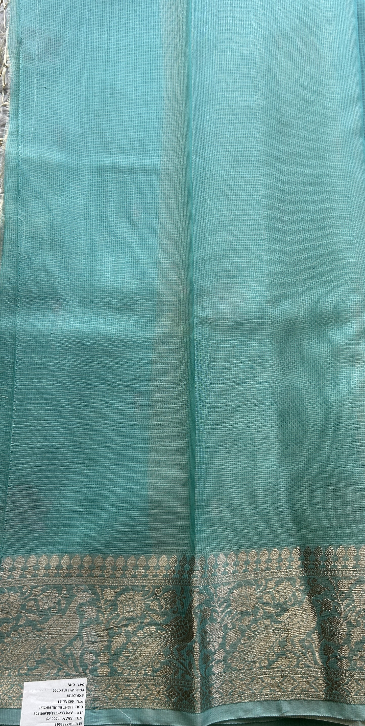 Silk kota Saree Sky Blue colored Elegantly Paired with a Zari Border. - Sampradaya Designer Studio
