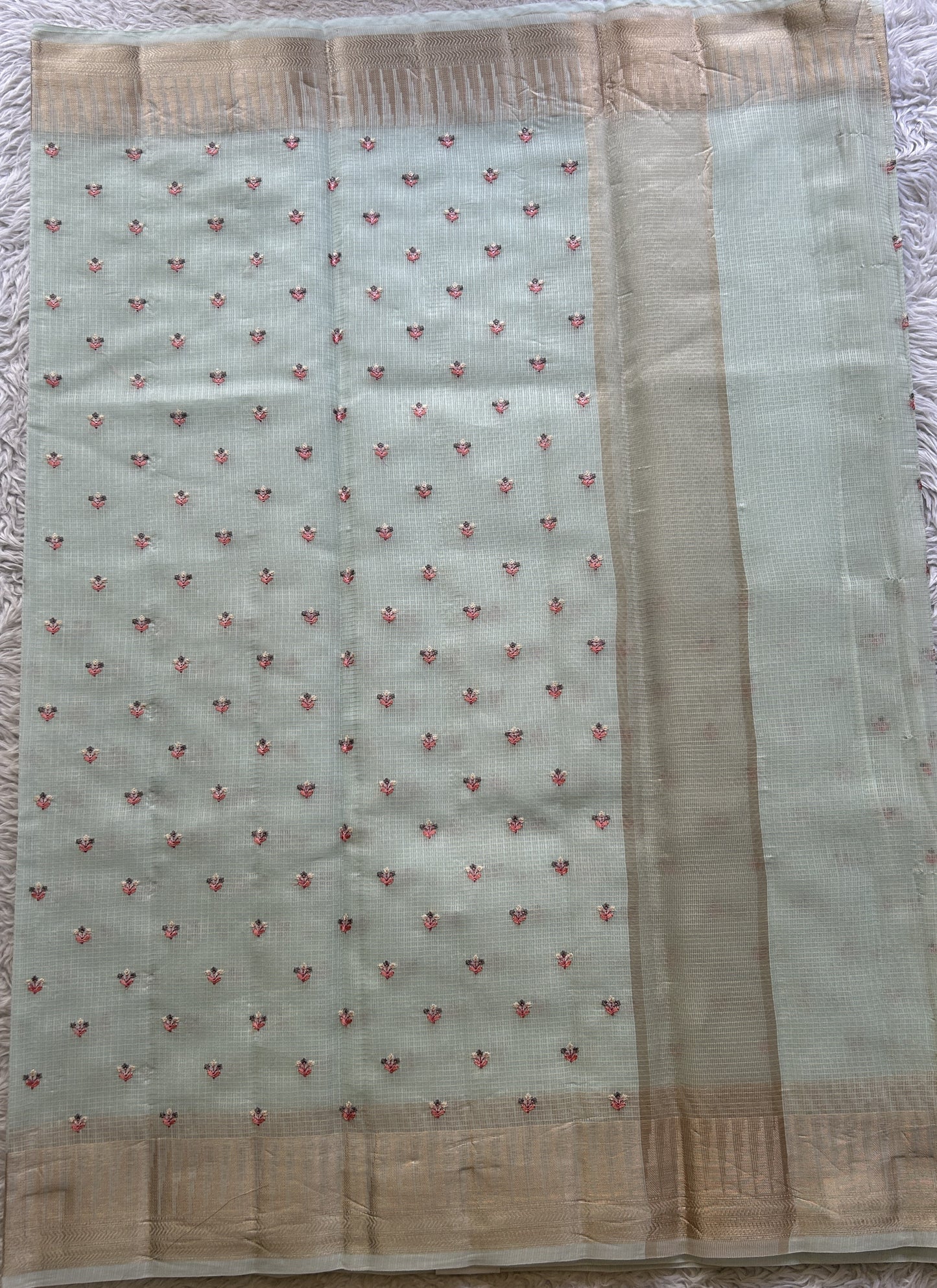 Silk kota Saree Ice Blue colored Elegantly Paired with a Zari Border. - Sampradaya Designer Studio