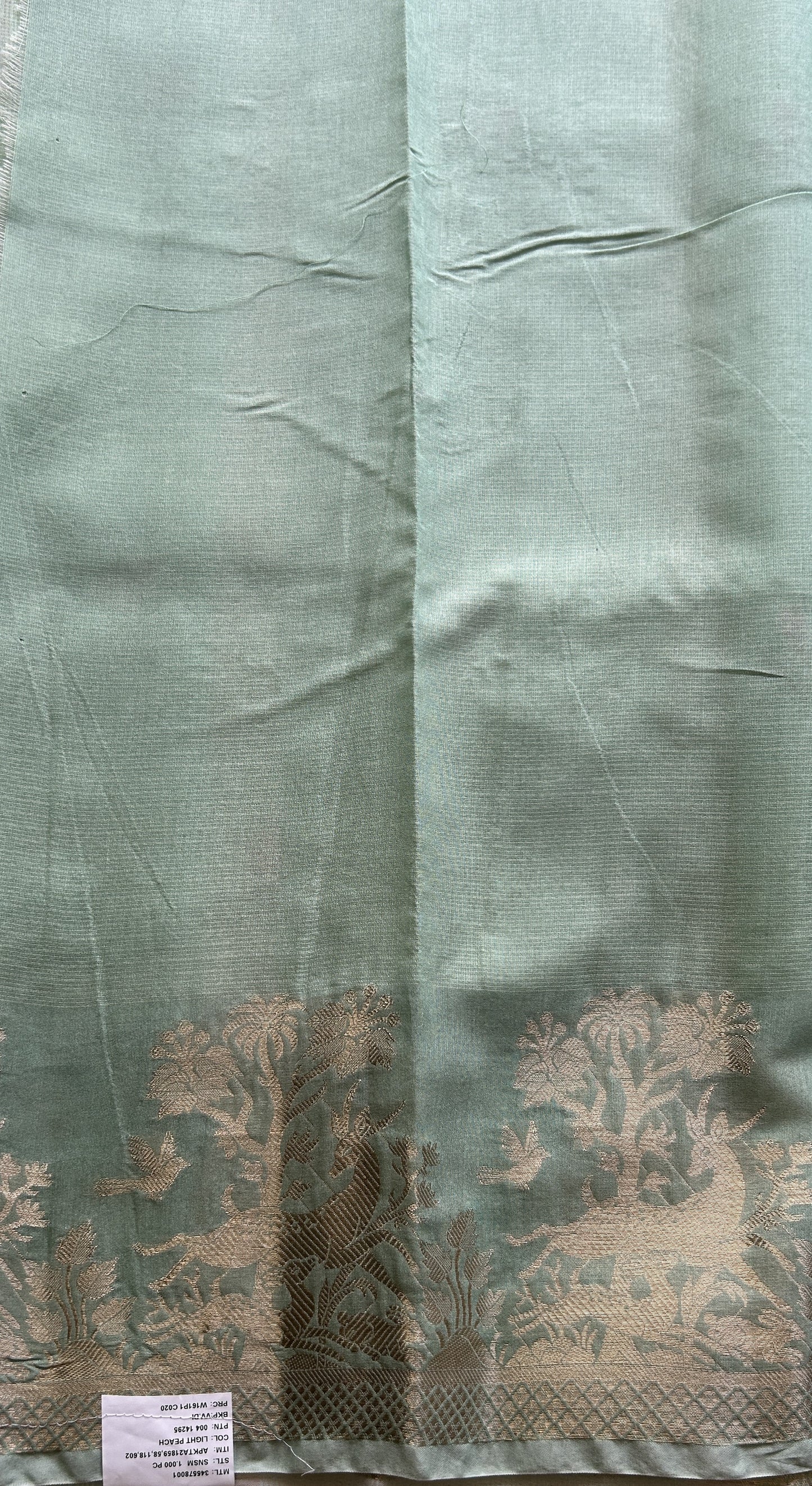 Silk kota Saree Pista Green colored Elegantly Paired with a Zari Border. - Sampradaya Designer Studio