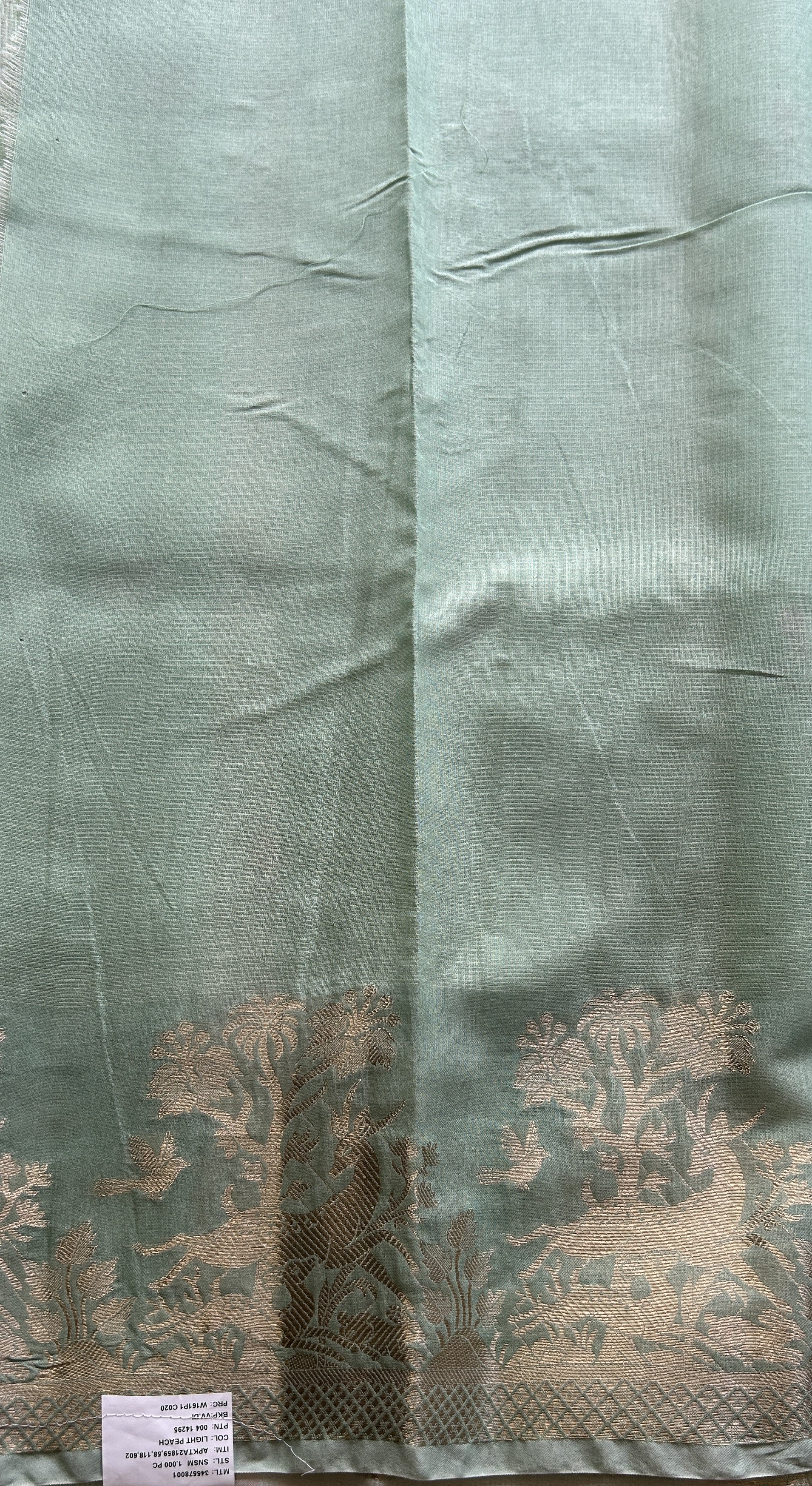 Silk kota Saree Pista Green colored Elegantly Paired with a Zari Border. - Sampradaya Designer Studio