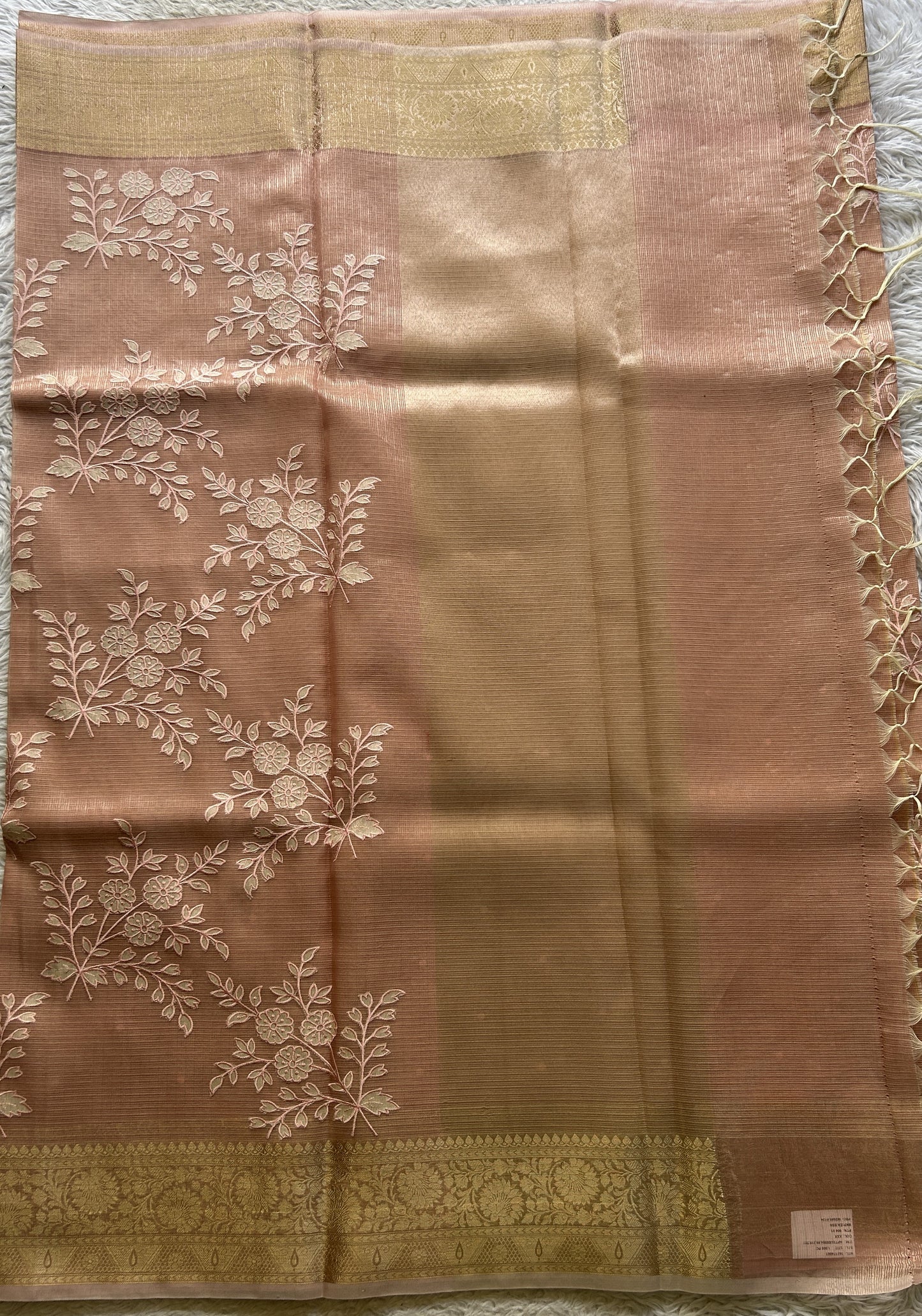 Silk kota Saree Pale Pink colored Elegantly Paired with a Zari Border. - Sampradaya Designer Studio