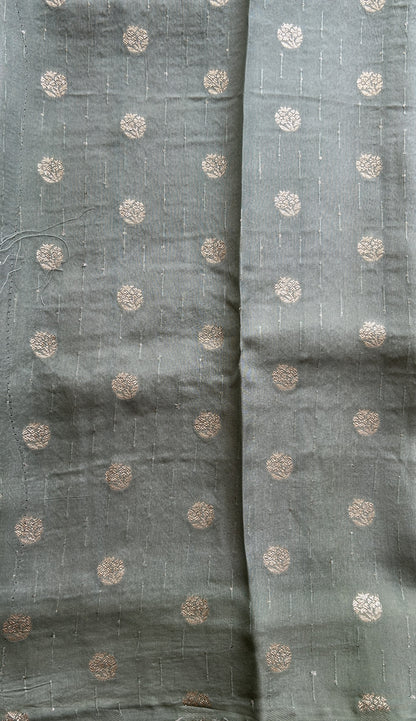 Semi Georgette Saree Light Green Colored Complemented with a Zari Border. - Sampradaya Designer Studio