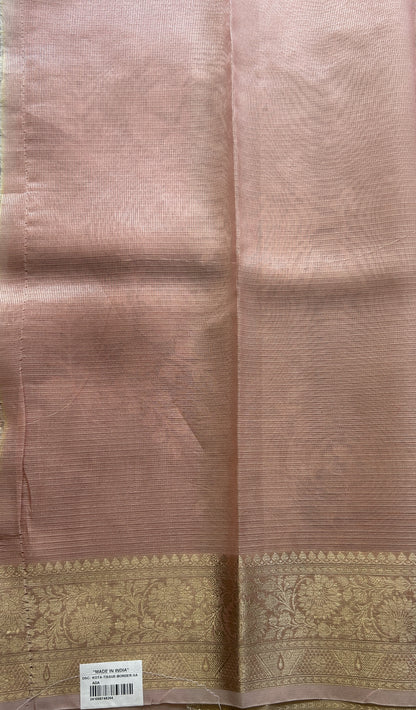 Silk kota Saree Pale Pink colored Elegantly Paired with a Zari Border. - Sampradaya Designer Studio