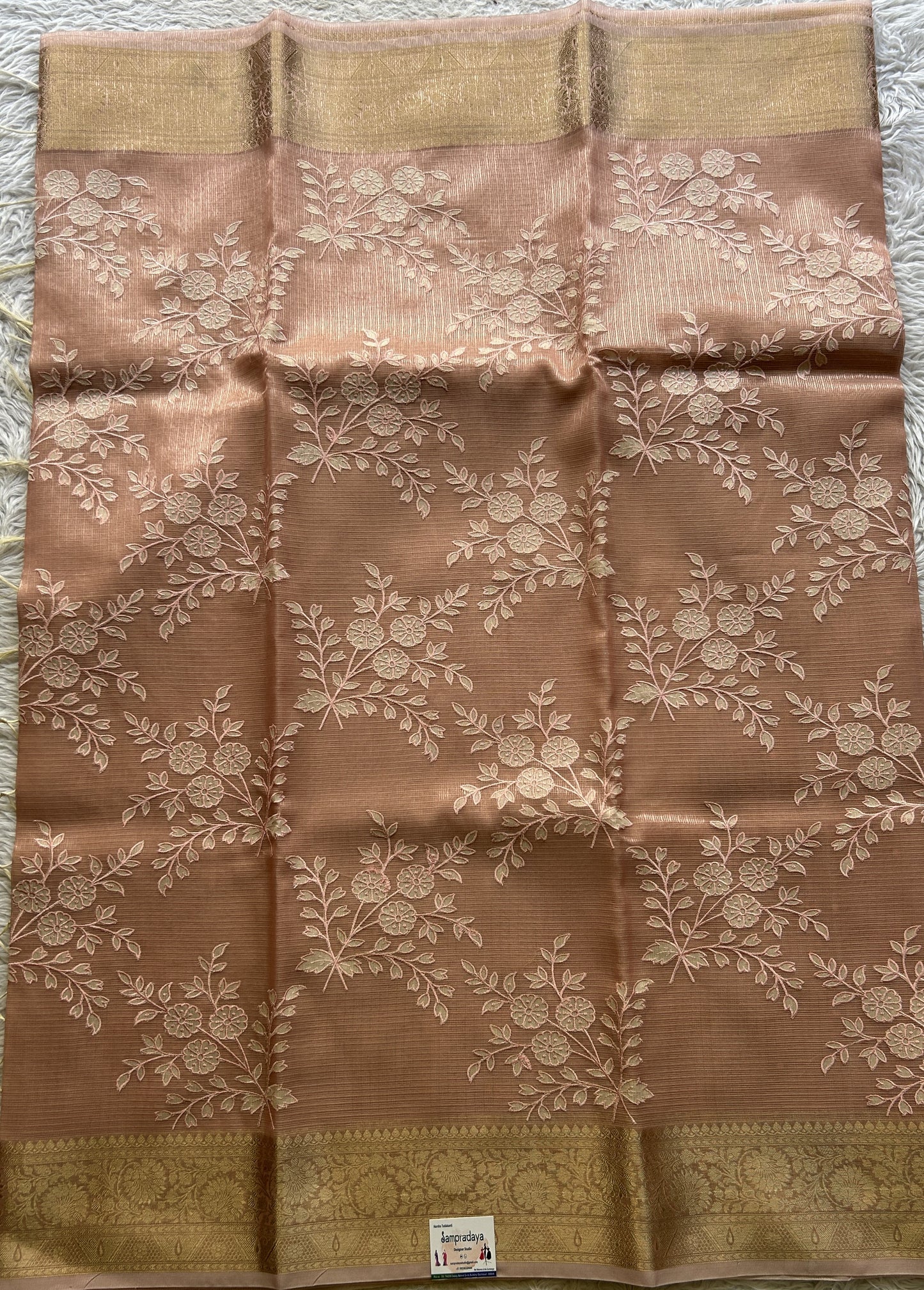 Silk kota Saree Pale Pink colored Elegantly Paired with a Zari Border. - Sampradaya Designer Studio