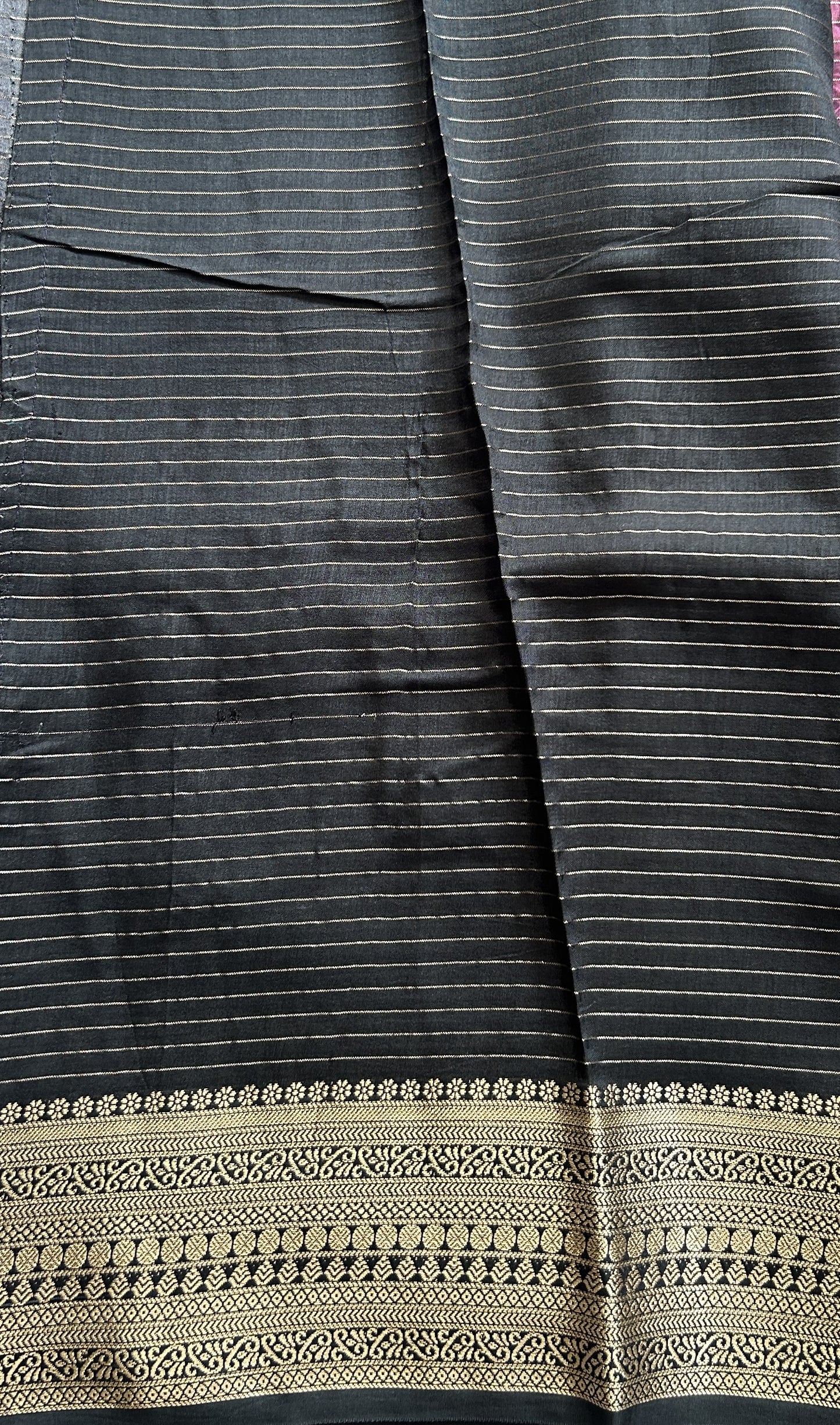 Semi Georgette Saree Purple Colored Complemented with a Zari Border. - Sampradaya Designer Studio