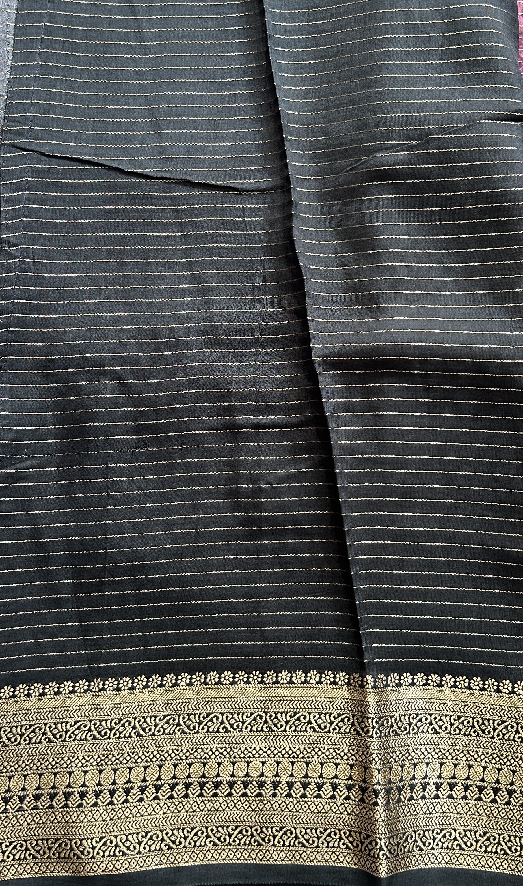 Semi Georgette Saree Purple Colored Complemented with a Zari Border. - Sampradaya Designer Studio