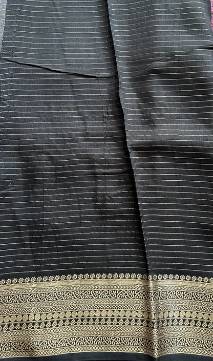 Semi Georgette Saree Purple Colored Complemented with a Zari Border. - Sampradaya Designer Studio