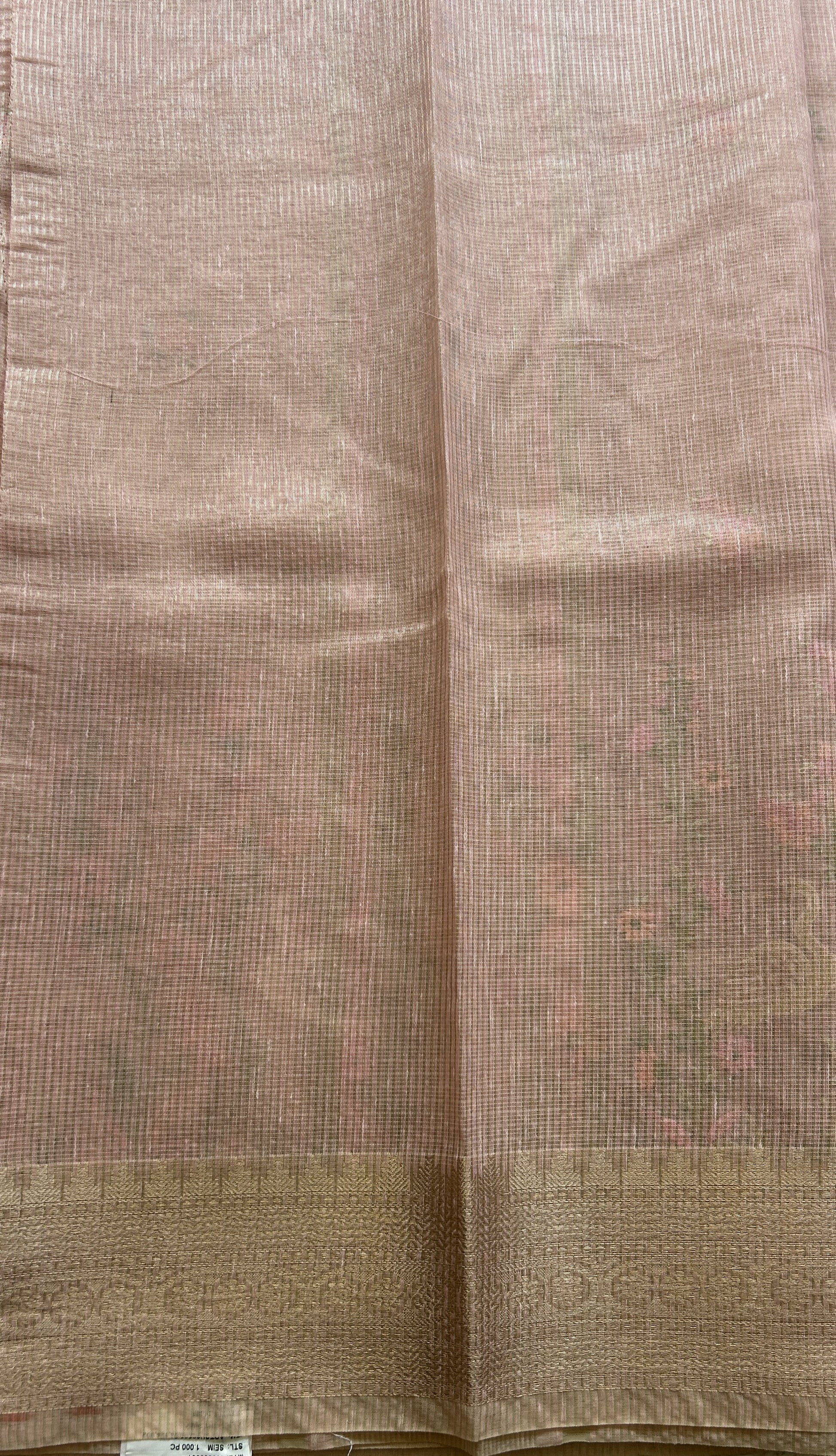 Silk kota Saree Light Flesh Pink colored Elegantly Paired with a Zari Border. - Sampradaya Designer Studio