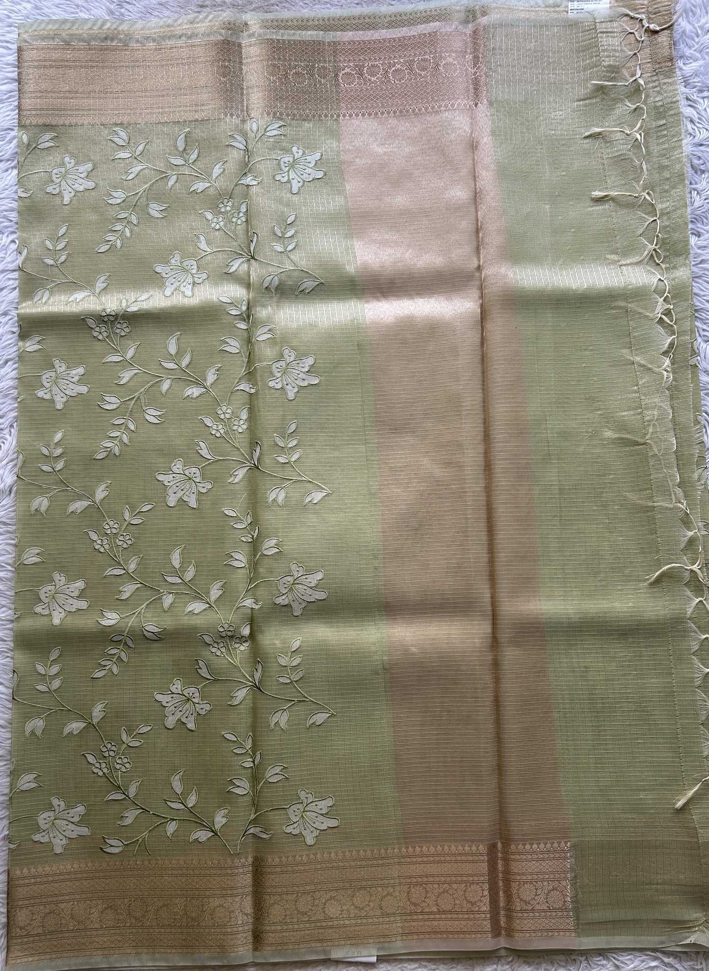 Silk kota Saree Tea Green colored Elegantly Paired with a Zari Border. - Sampradaya Designer Studio