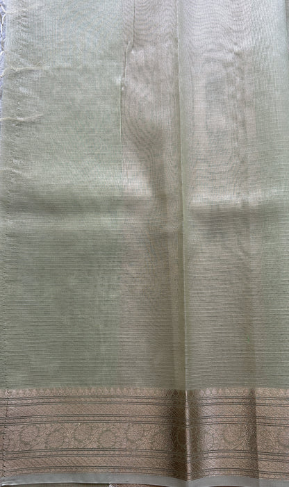 Silk kota Saree Tea Green colored Elegantly Paired with a Zari Border. - Sampradaya Designer Studio
