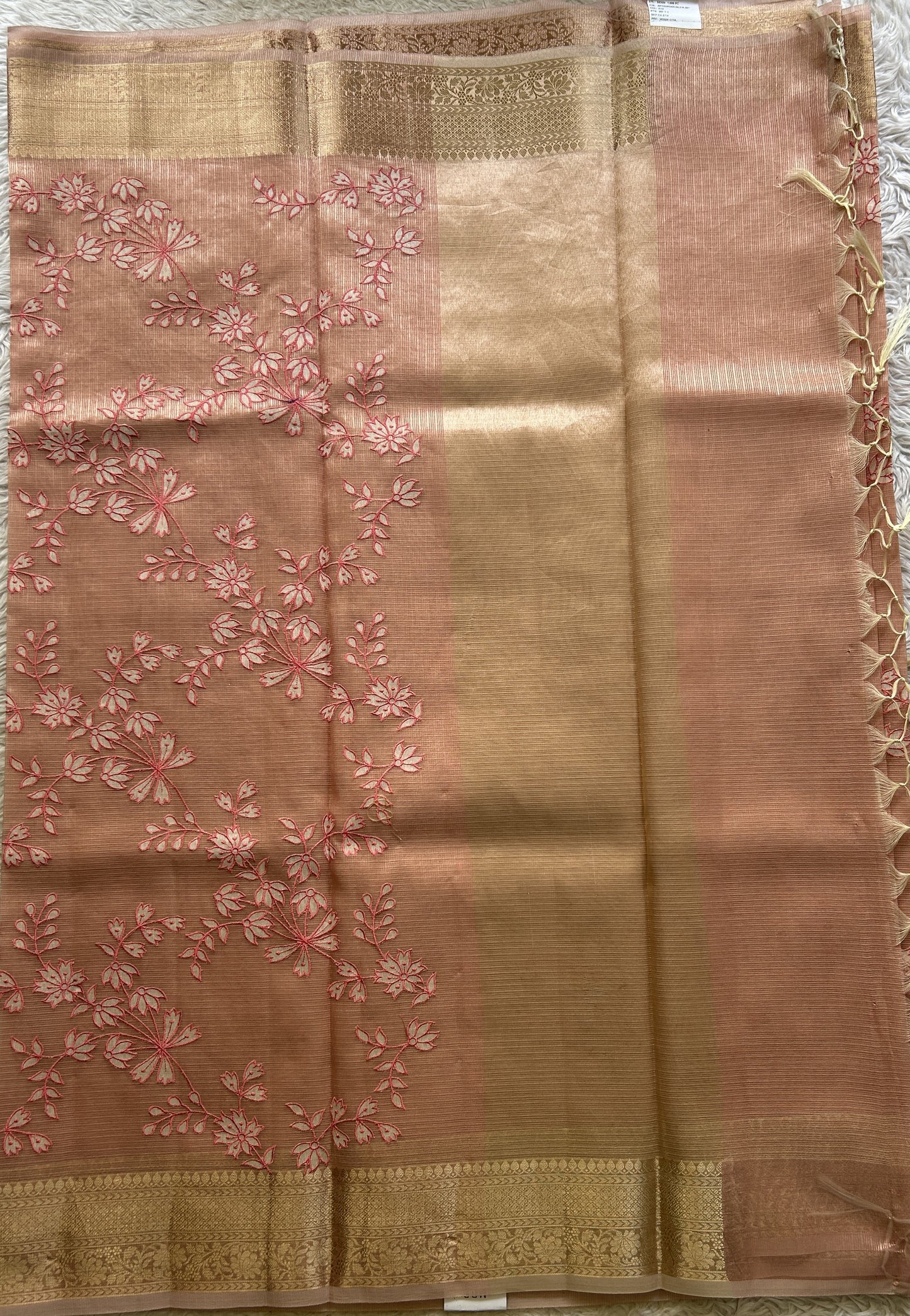 Silk kota Saree Light Pink colored Elegantly Paired with a Zari Border. - Sampradaya Designer Studio