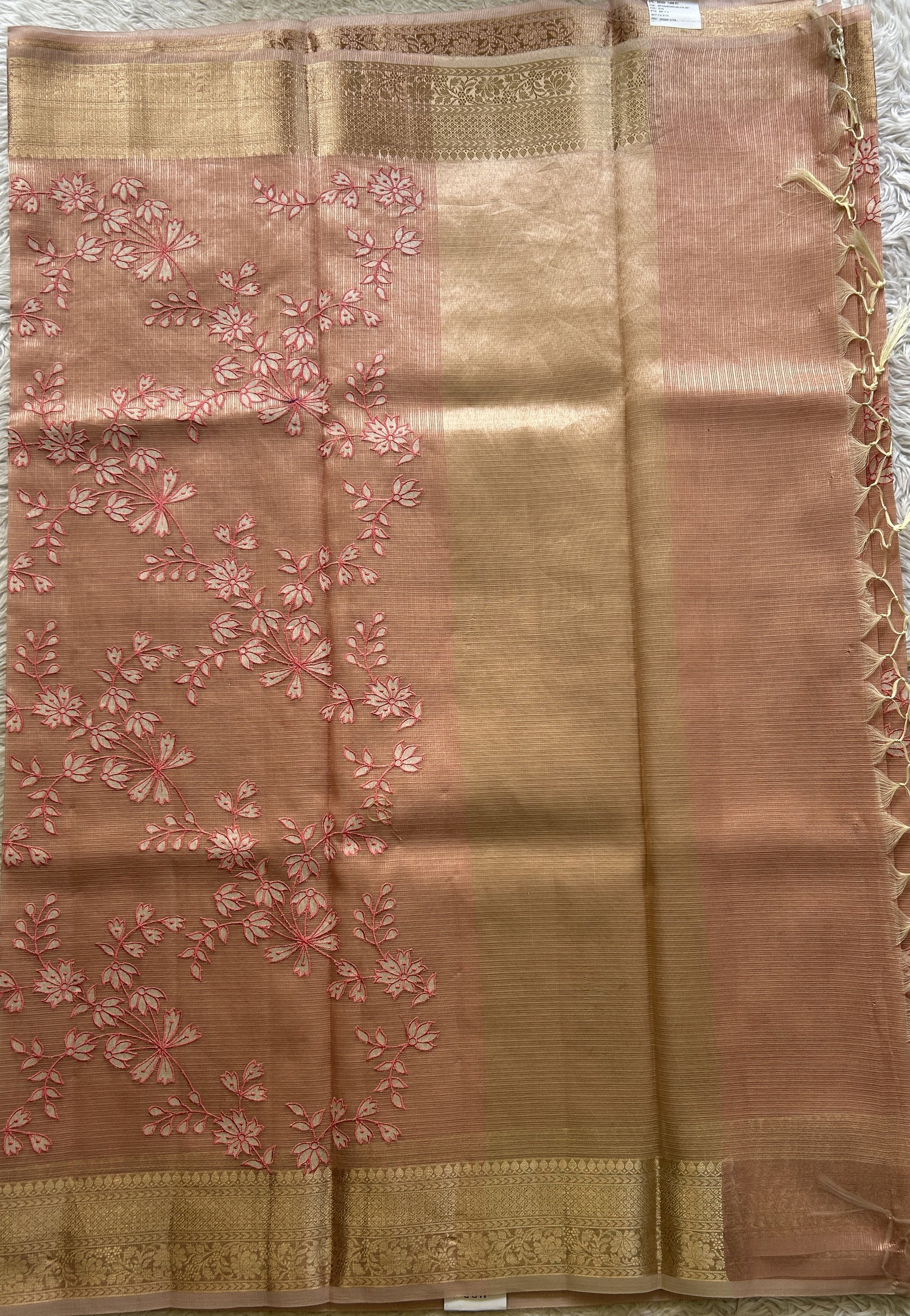 Silk kota Saree Light Pink colored Elegantly Paired with a Zari Border. - Sampradaya Designer Studio