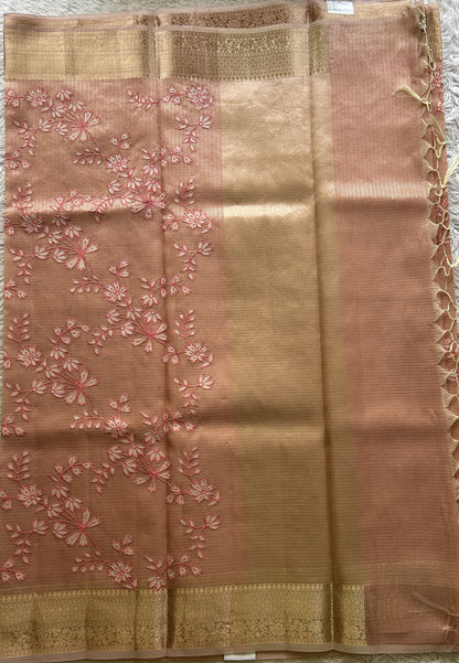 Silk kota Saree Light Pink colored Elegantly Paired with a Zari Border. - Sampradaya Designer Studio