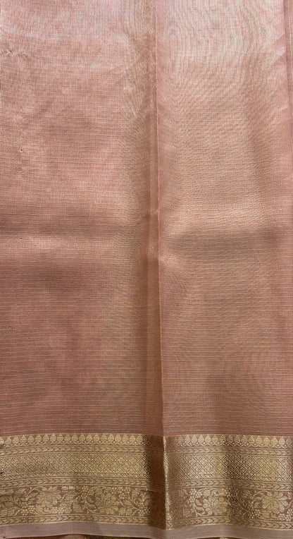 Silk kota Saree Light Pink colored Elegantly Paired with a Zari Border. - Sampradaya Designer Studio