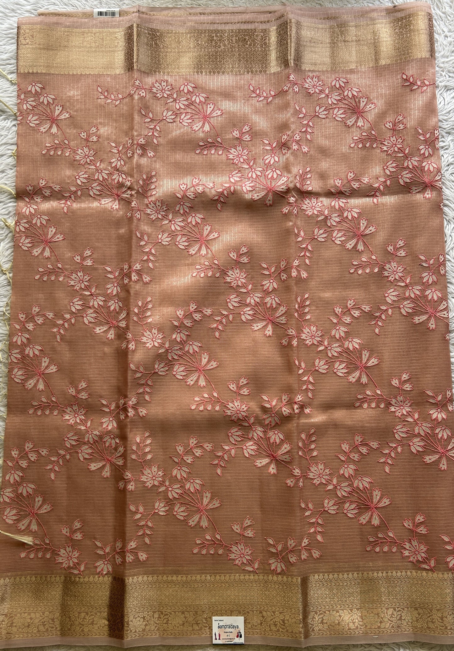 Silk kota Saree Light Pink colored Elegantly Paired with a Zari Border. - Sampradaya Designer Studio