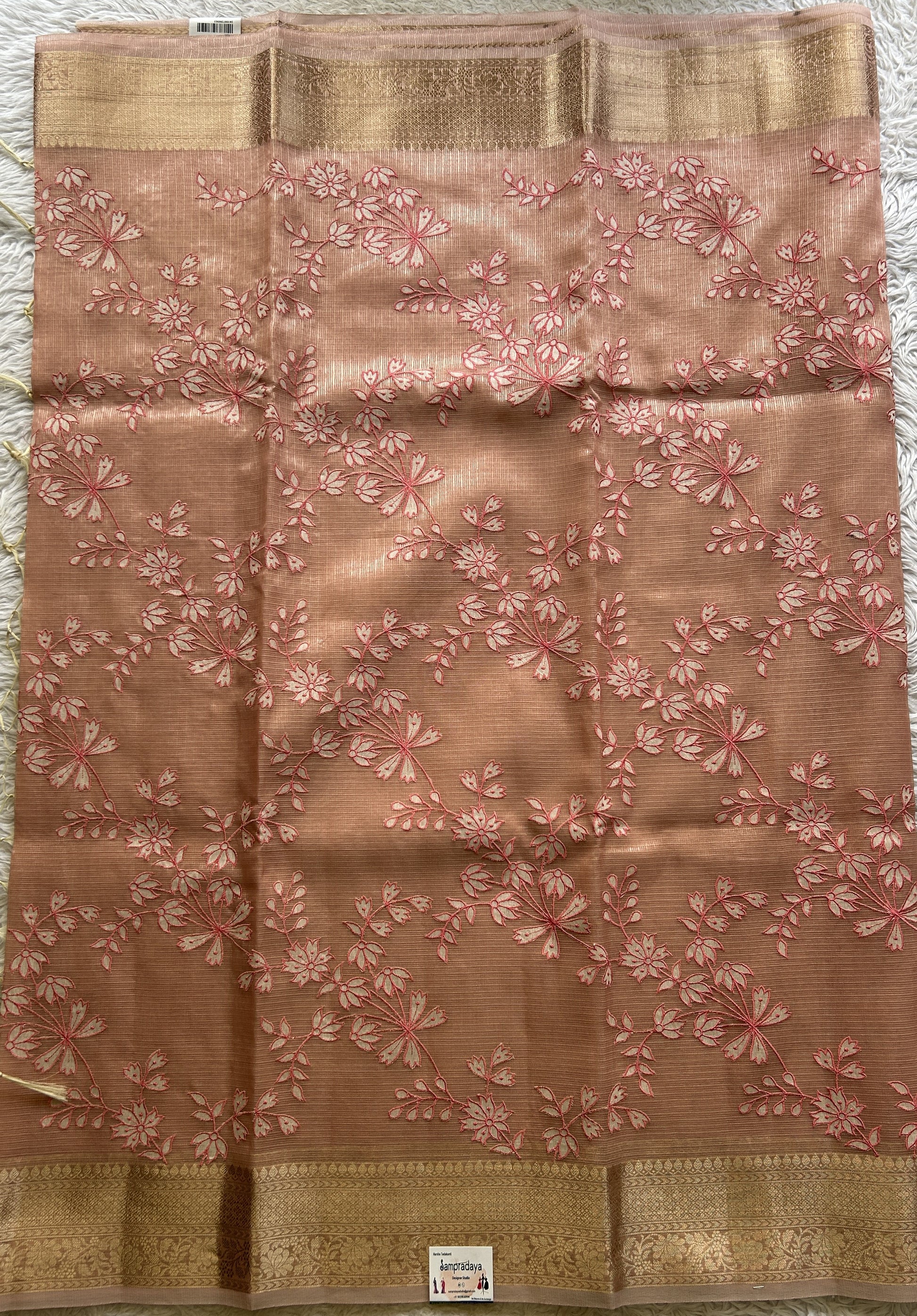 Silk kota Saree Light Pink colored Elegantly Paired with a Zari Border. - Sampradaya Designer Studio