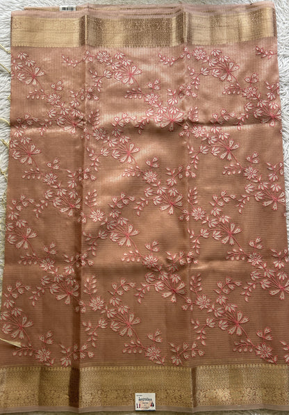 Silk kota Saree Light Pink colored Elegantly Paired with a Zari Border. - Sampradaya Designer Studio