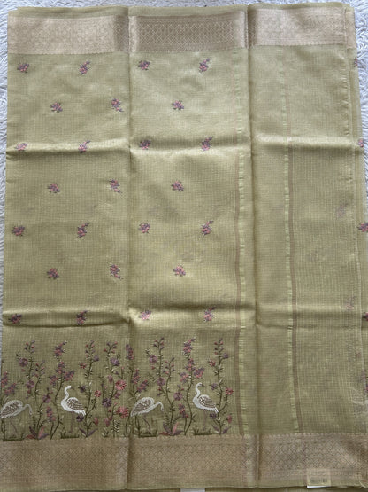 Silk kota Saree Light Green colored Elegantly Paired with a Zari Border. - Sampradaya Designer Studio